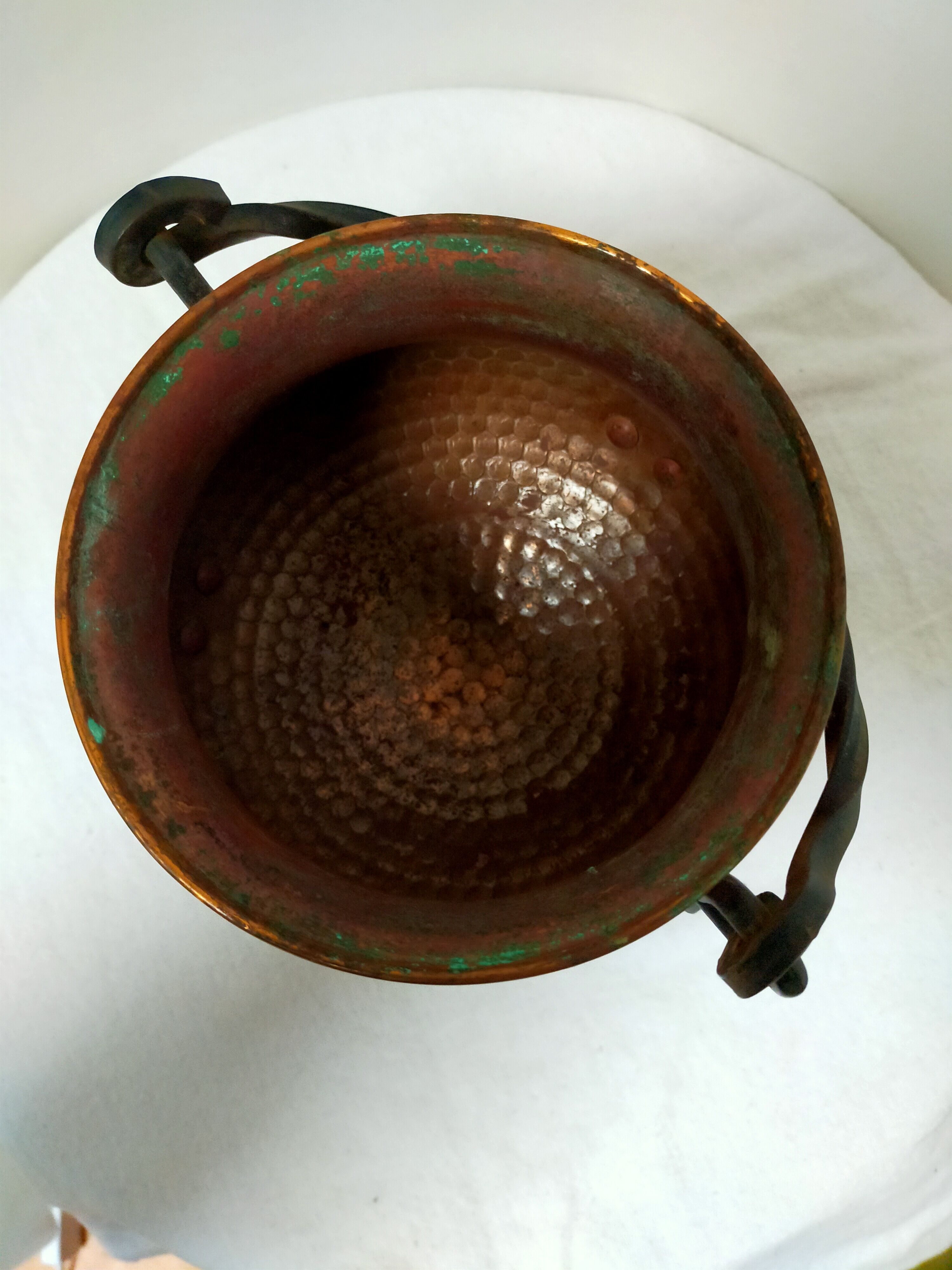 Copper cauldron on feet