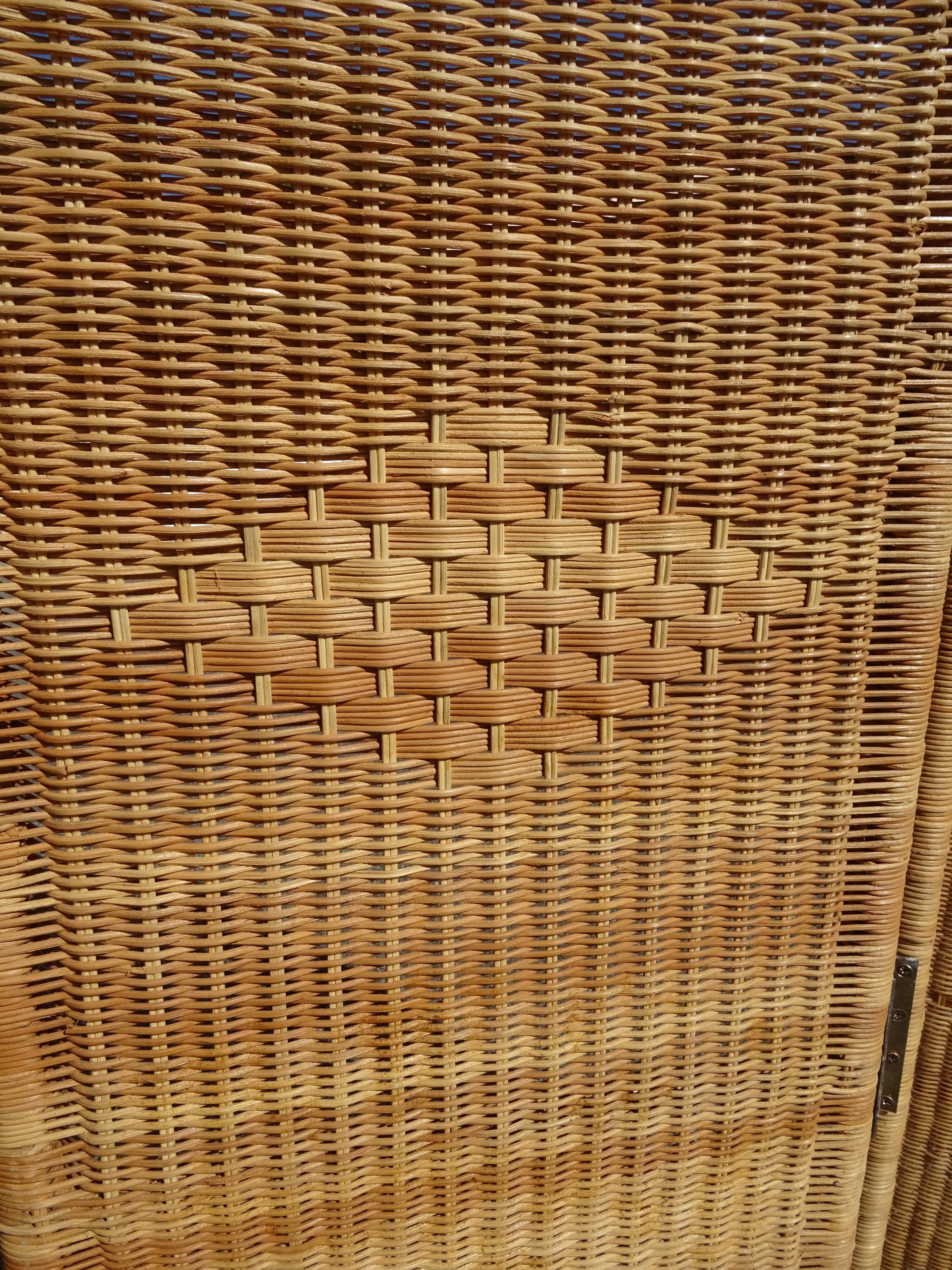 Vintage rattan and bamboo basketry screen