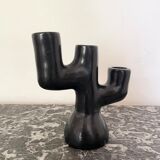 Black clay candle holder