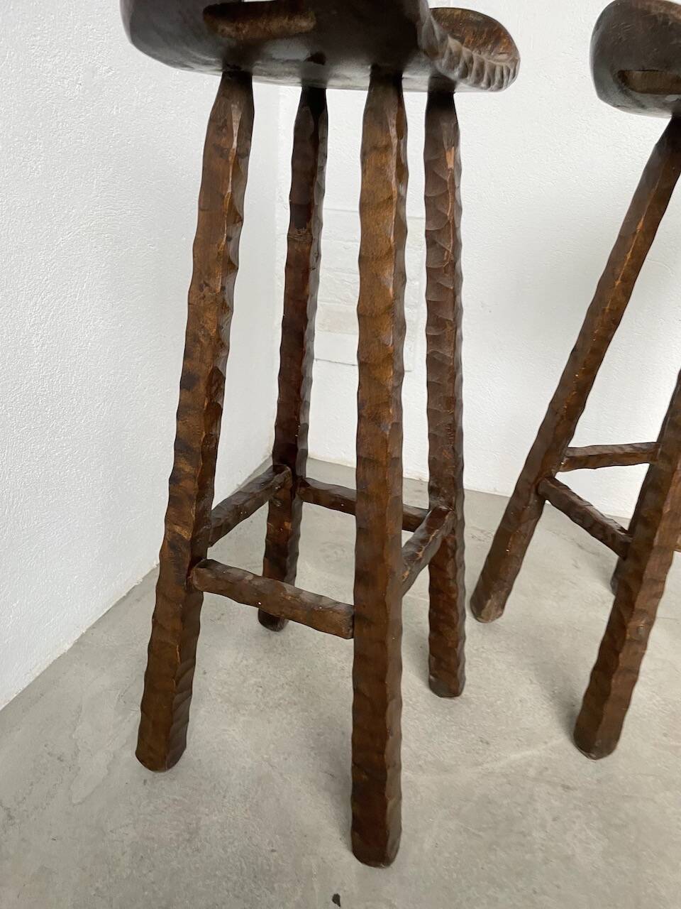 Pair of brutalist high stools