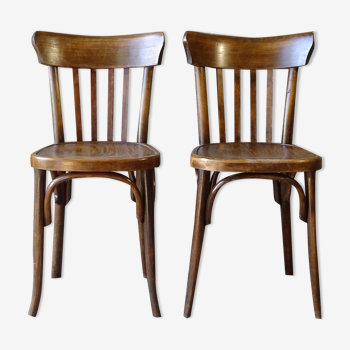 Chaises Fischel bistrot 1930 assise bois unies