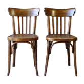 Chaises Fischel bistrot 1930 assise bois unies