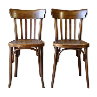 Chaises Fischel bistrot 1930 assise bois unies