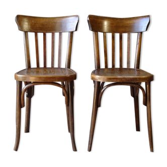 2 Chairs Fischel Bistrot 1930 seat solid wood