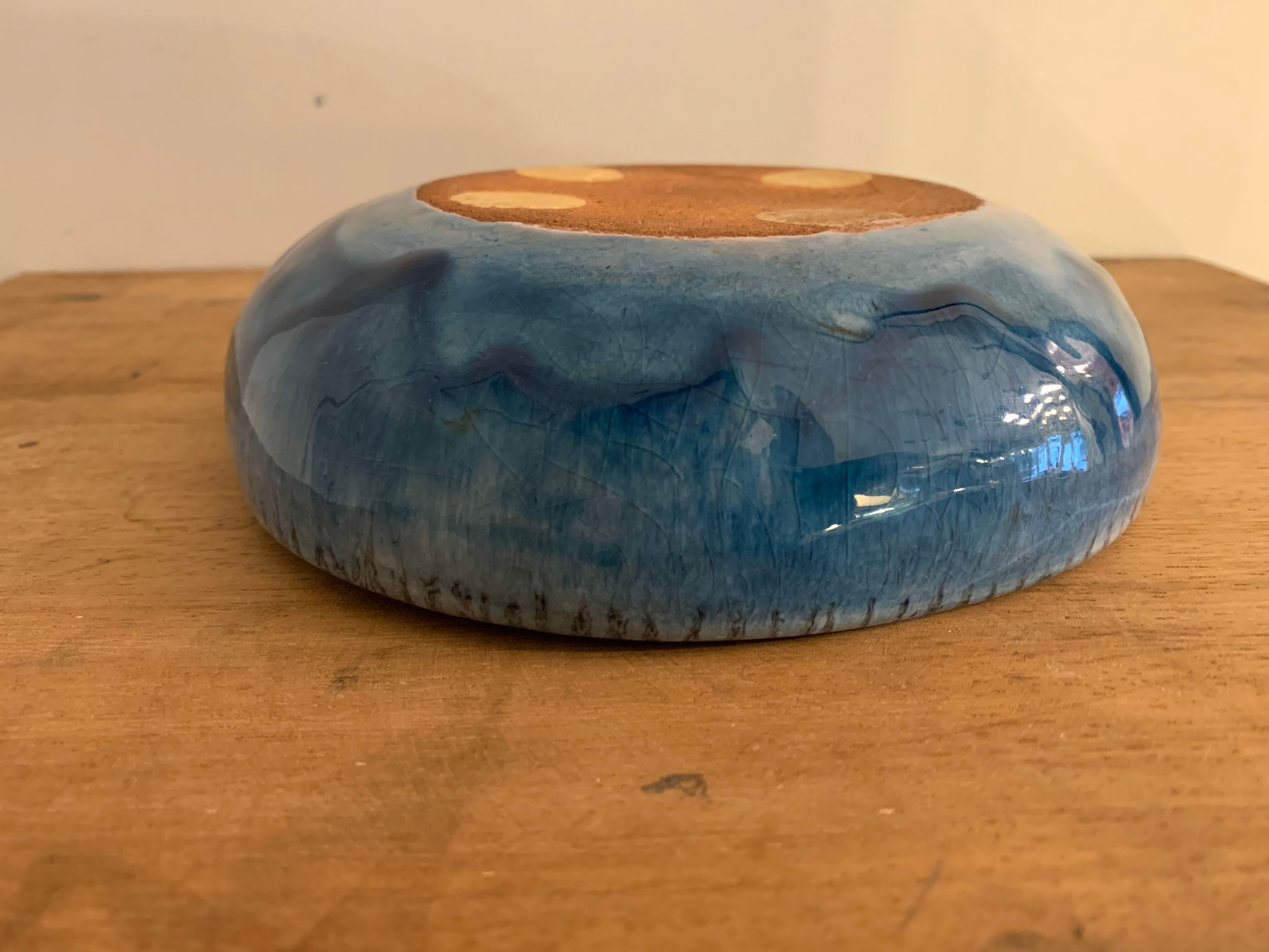 Blue glazed ceramic cup Cazaux Biarritz