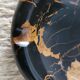 Vintage round ashtray in Italian black and gold Portoro marble.
