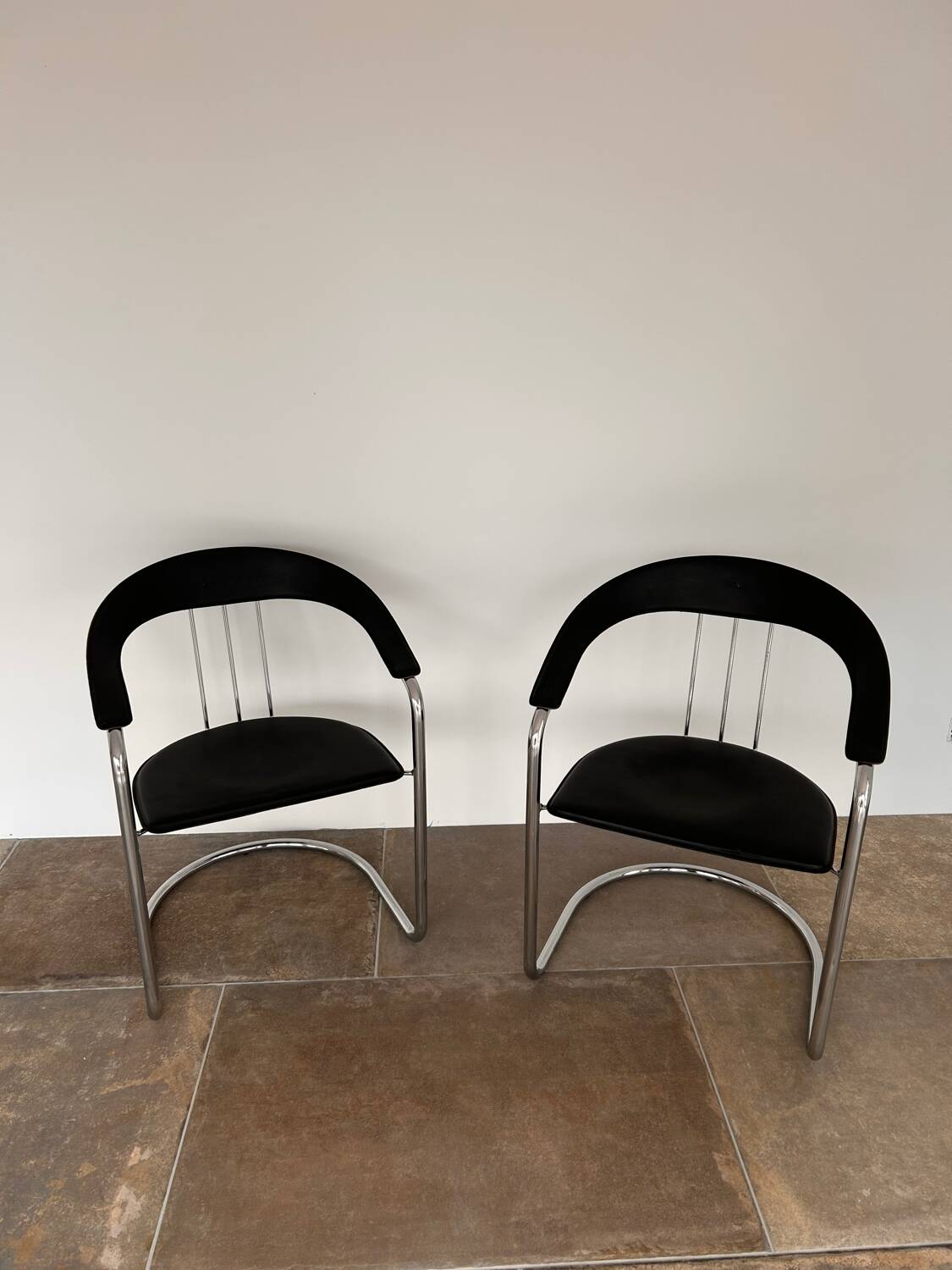 Chaises de bureau arrben italie années 70 chrome