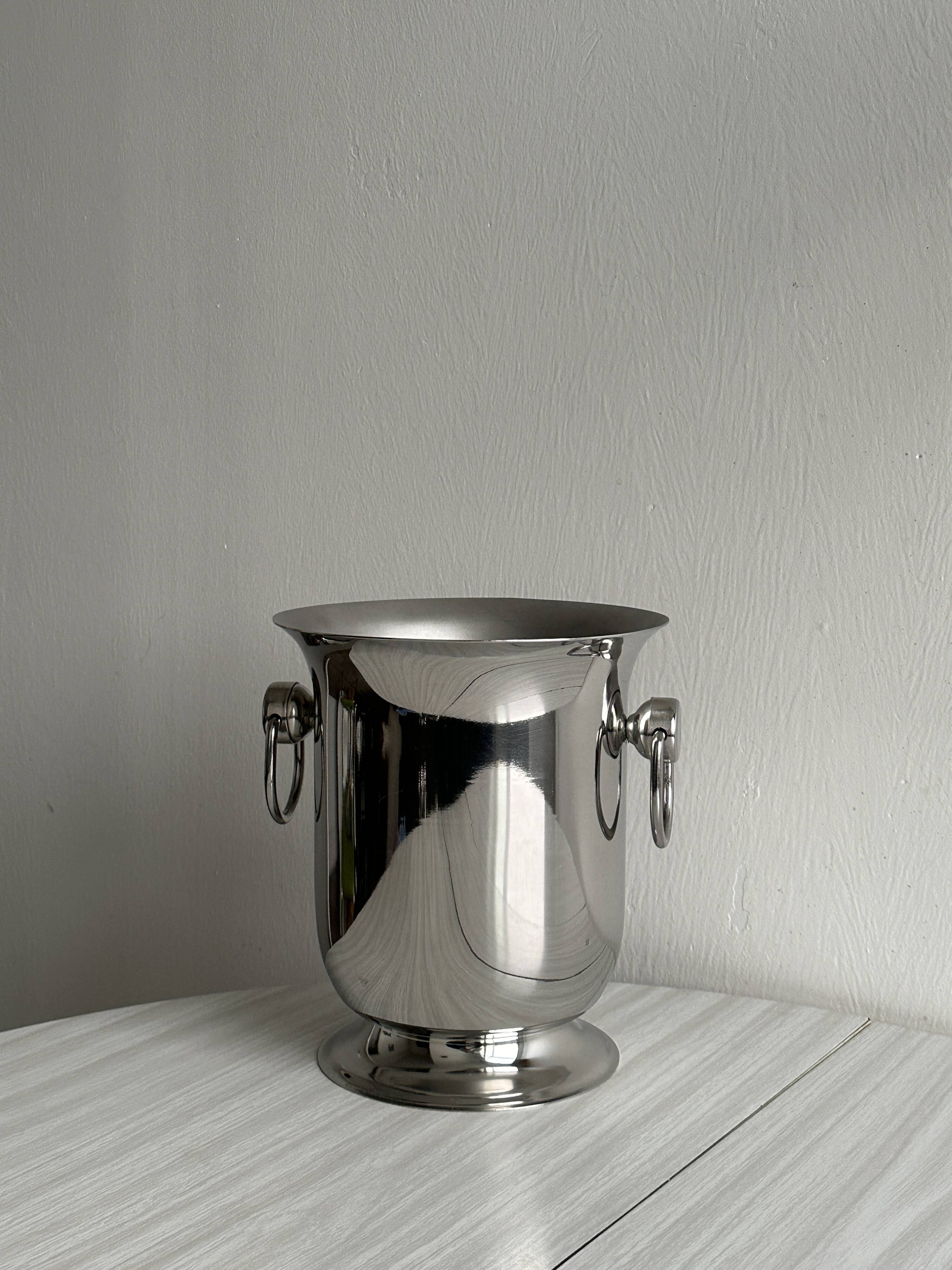 Silver metal champagne bucket