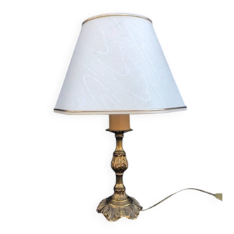 French Louis XV Style Table Lamp: Cream Hexagon Shade, Gold Trim