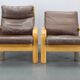 1970s L. Olsen & Søn Pair of Armchairs in Oak and Leather, Denmark