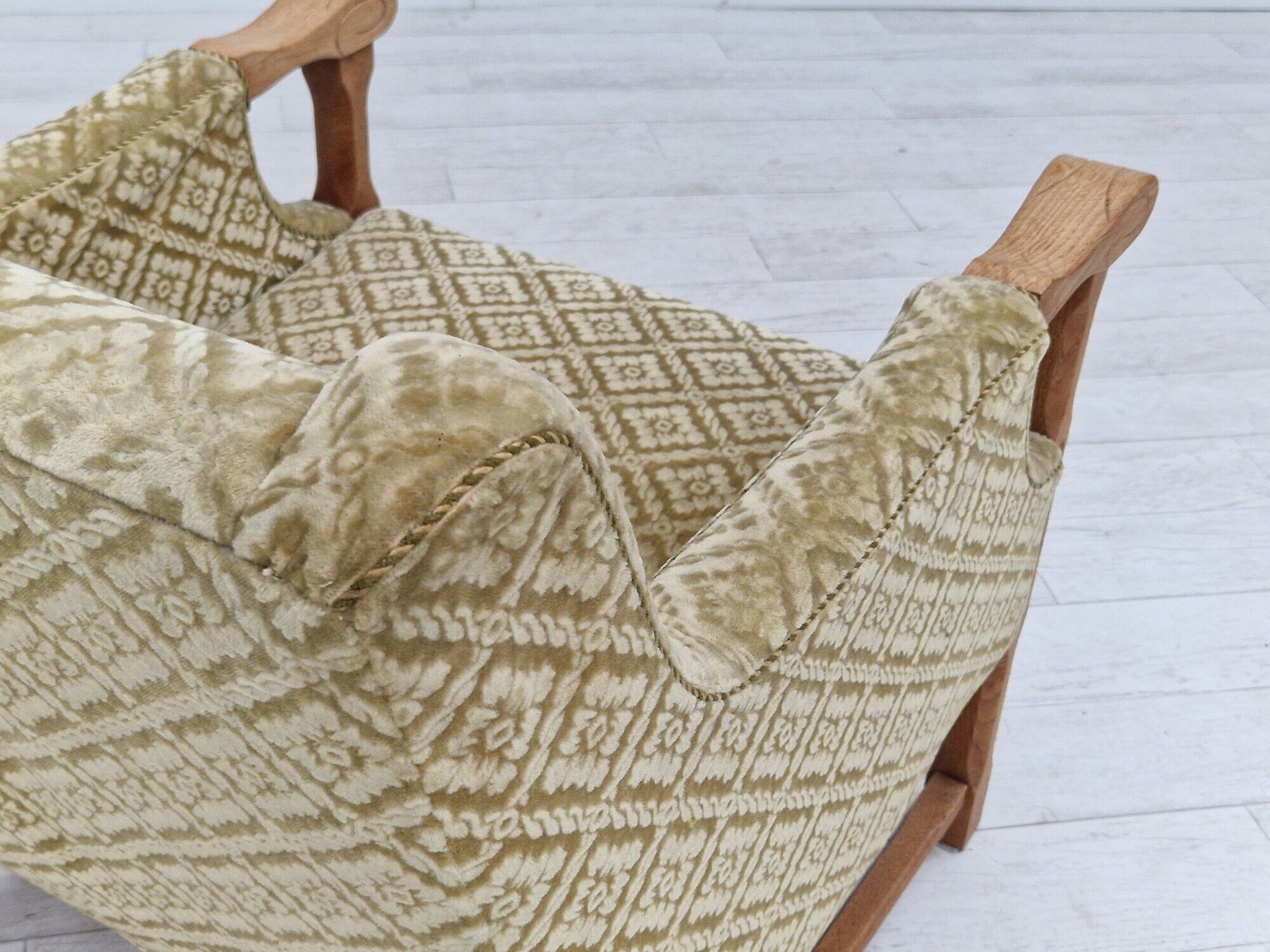 1960s, Danish design, lounge chair, furniture fabric, oak wood