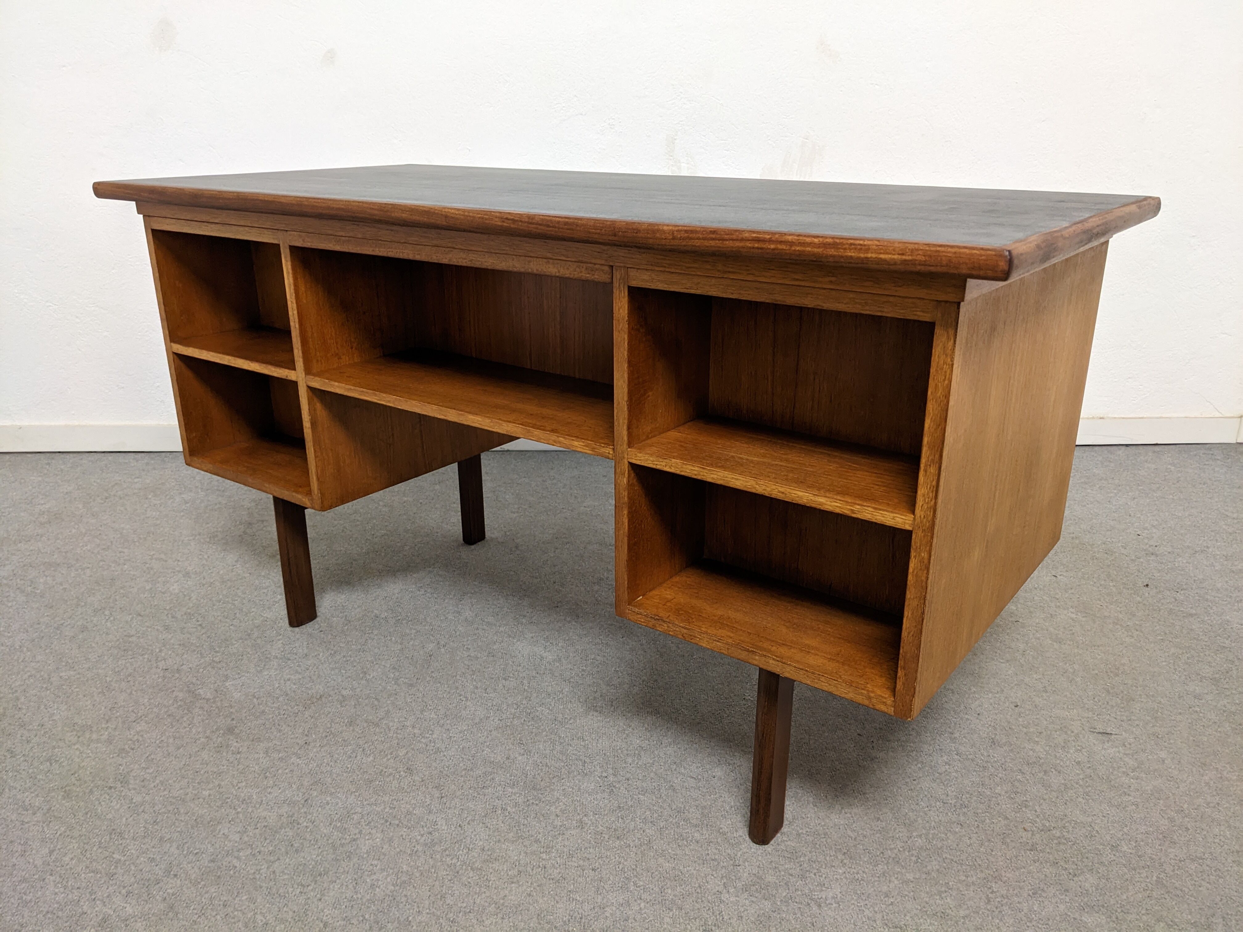 Scandinavian double-sided teak desk from the 50s/60s