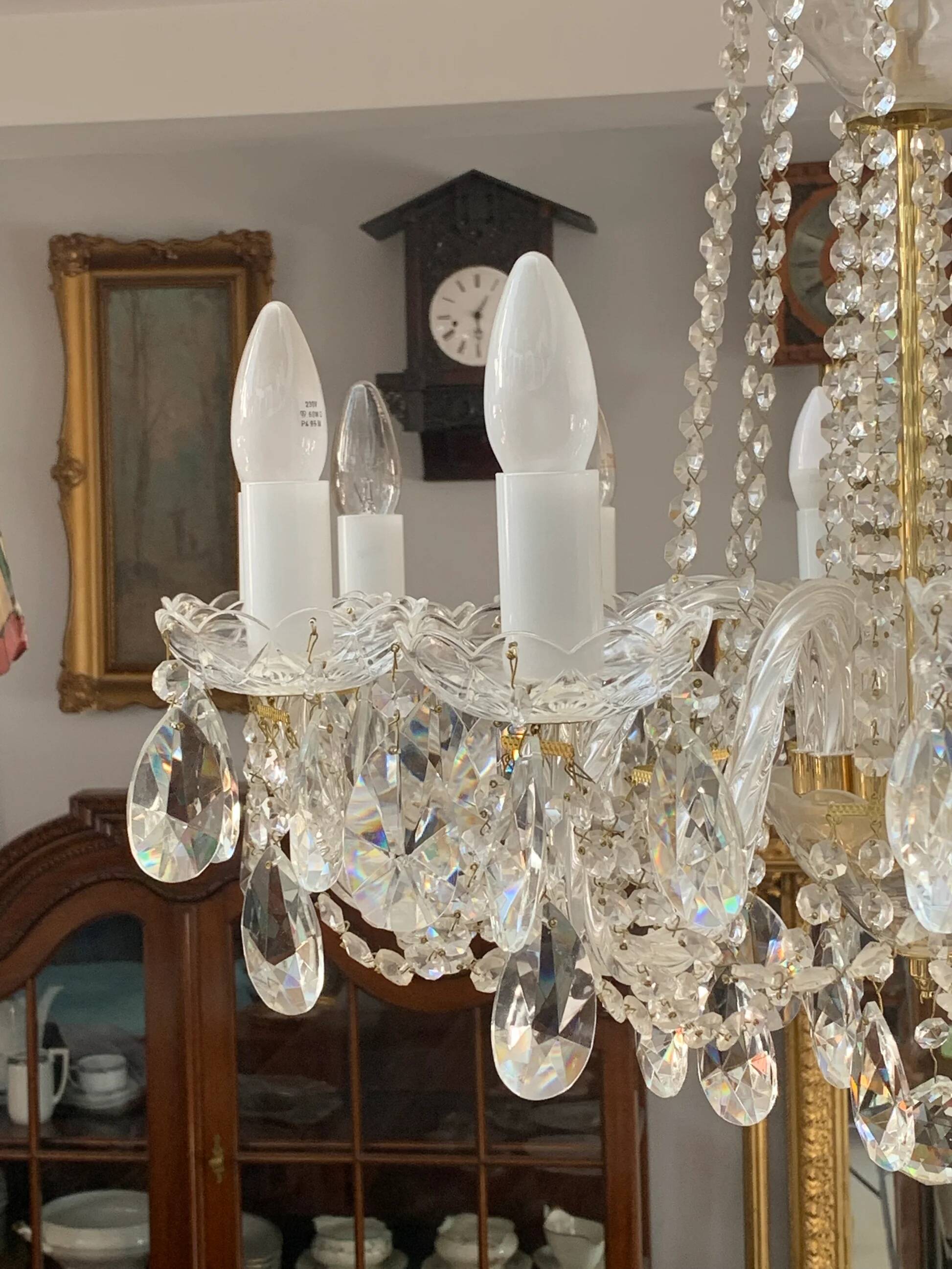 Lustre tchèque en cristal taillé, 12 bras