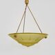 Old chandelier, Art Deco 1 light basin pendant light, in yellow glass paste. 1930s