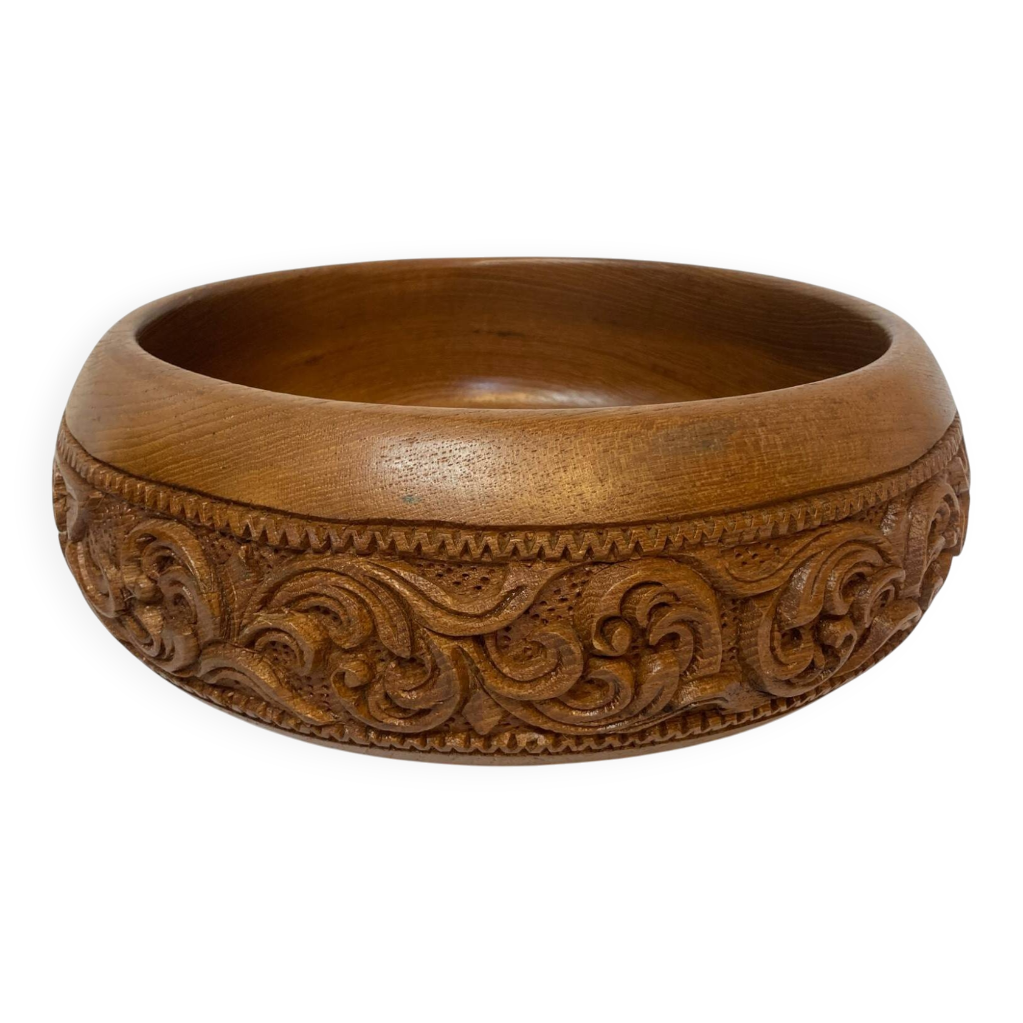 Polynesia, large carved wooden bowl or salad bowl, circa 1970