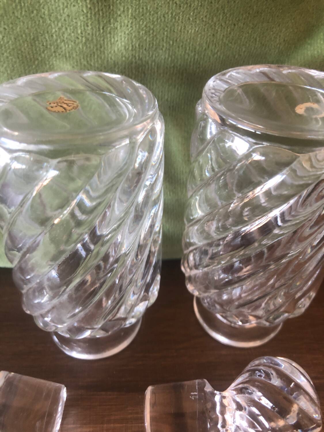 Baccarat Crystal Pair of Antique Bamboo Model Bottles, 19th Century