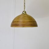 Vintage pendant lamp in bamboo and wicker, 1960s.