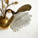 Vintage Italian wall lamp in gilded metal and glass paste