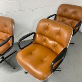 Fauteuil de Charles Pollock encuir Cognac