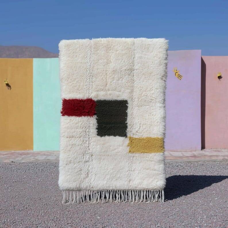 Handmade pure wool rug, size 150 x 250 cm