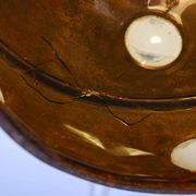 Large, globular brutalist hanging lamp in copper / glass by Peill & Putzler