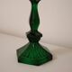 Pair of glass candle holders, pink and green