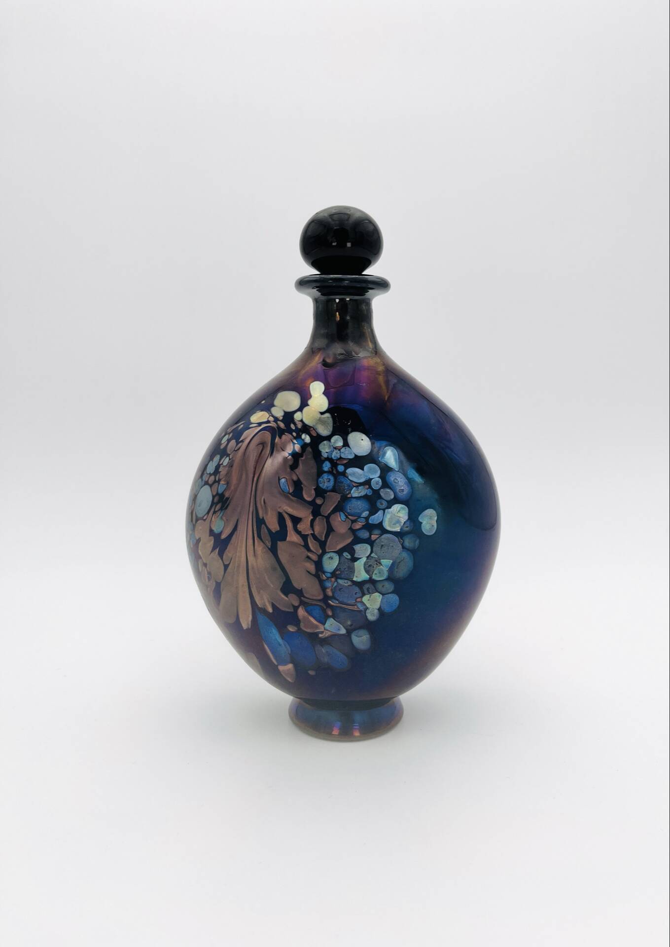 Perfume Bottle Robert Pierini Studio Glass 1984 Iridescent 21.5cm