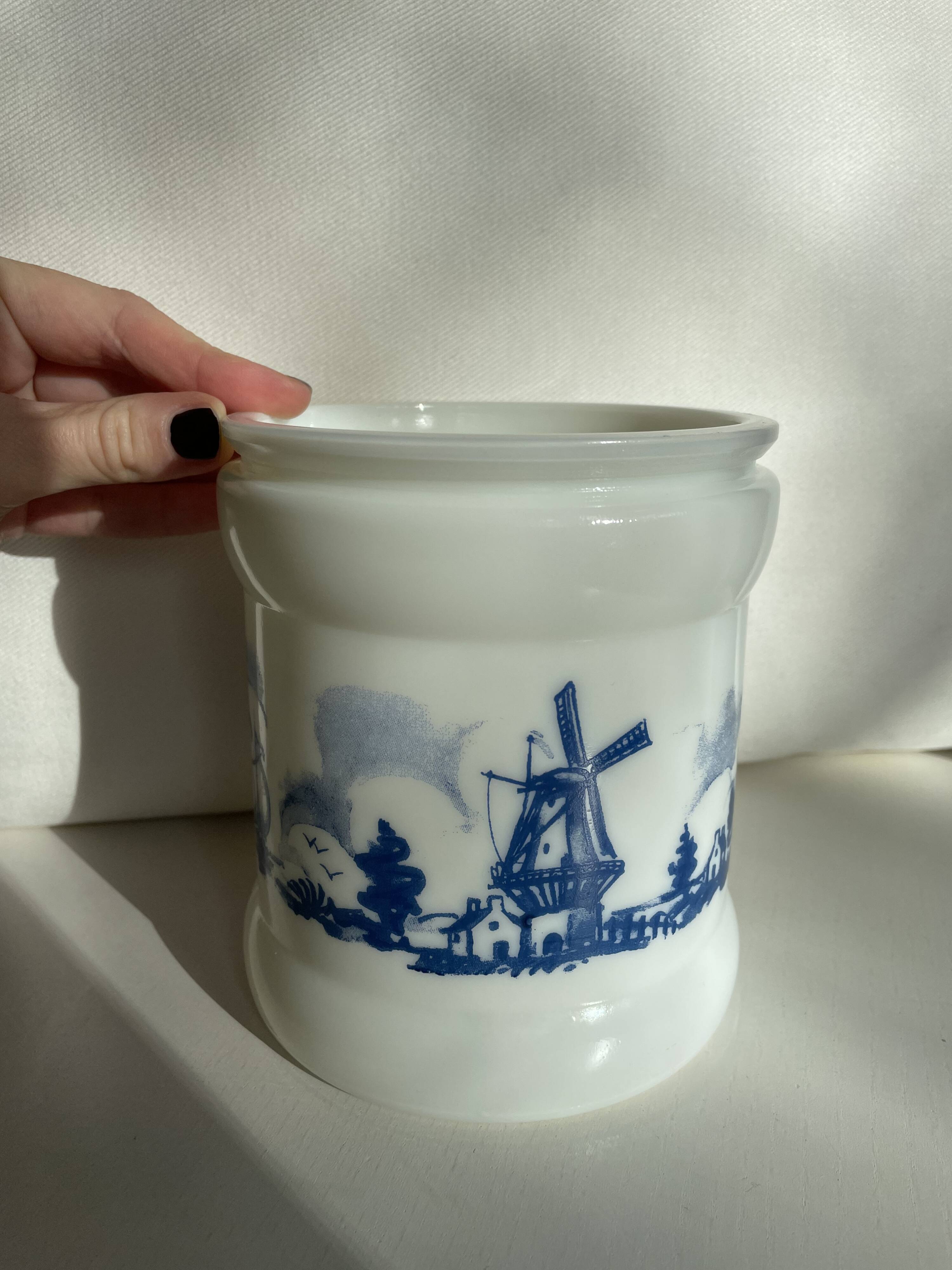 Pot à tabac opalin en verre de lait hollandais / Cave à cigares, Willem II Sigarenfabrieken Valkenswaard Holland