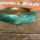 Cendrier Ancien Octogonal Metal Vert + Laiton Vintage