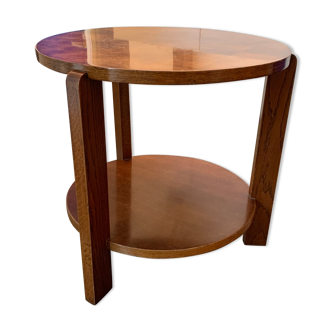 Tripod pedestal table with two veneer wood trays