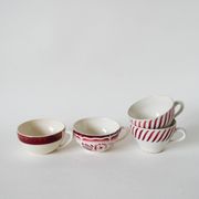 Set of 4 mismatched coffee cups digoin sarreguemines and badonviller pink 1930-191940