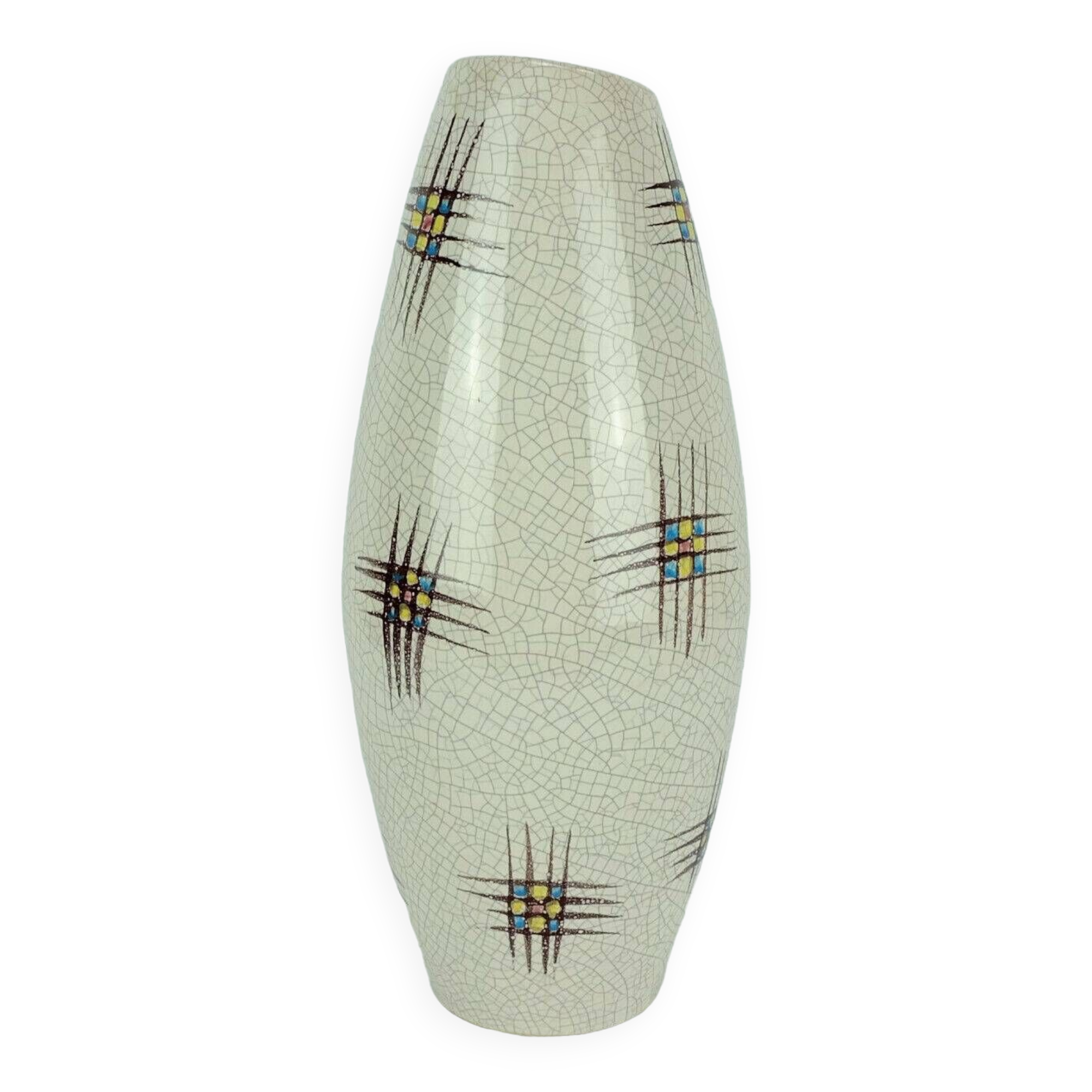 Ceramic vase silberdistel abstract decor craquelé glaze 125/30