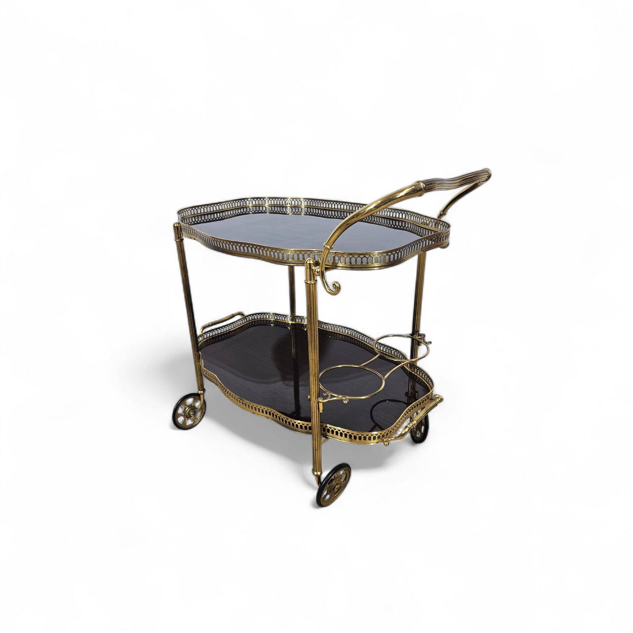 Luxurious bar cart, Maison Jansen, Hollywood Regency, France, 1950s/70s.