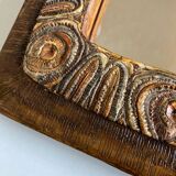 Arts & crafts 1970 mirror in incised resin