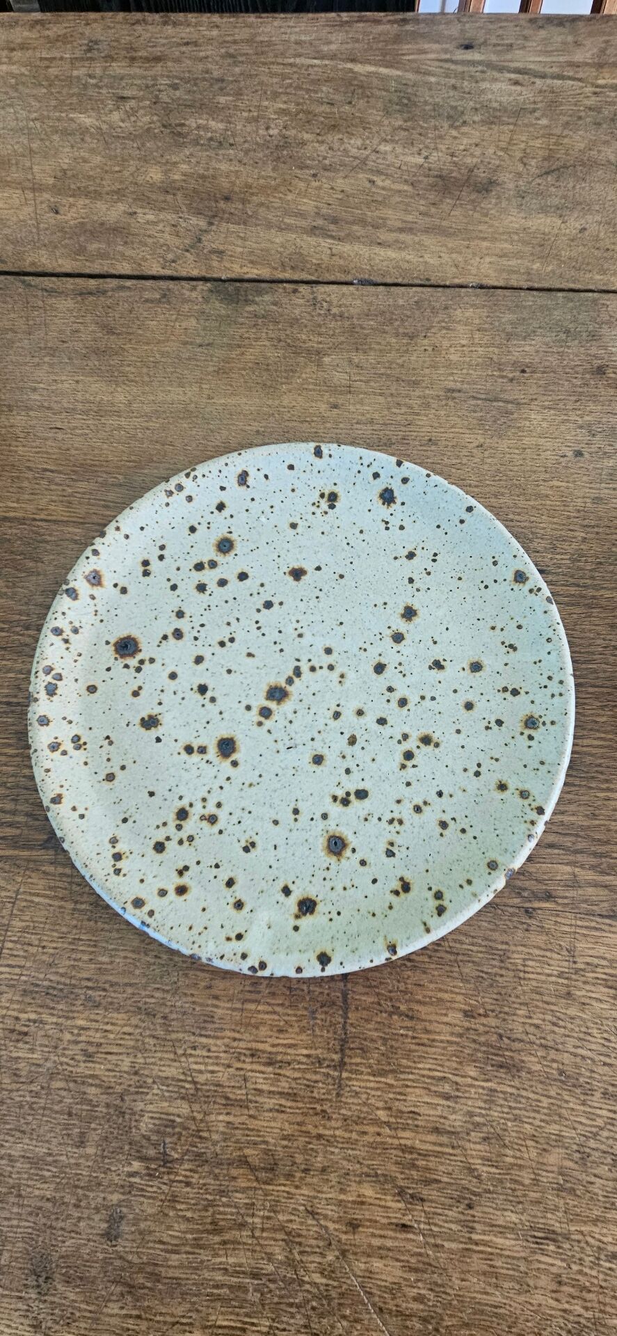 6 plates signed Gustave Tiffoche vintage pyrite glazed stoneware