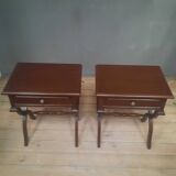 Pair of bedside tables with X-shaped base