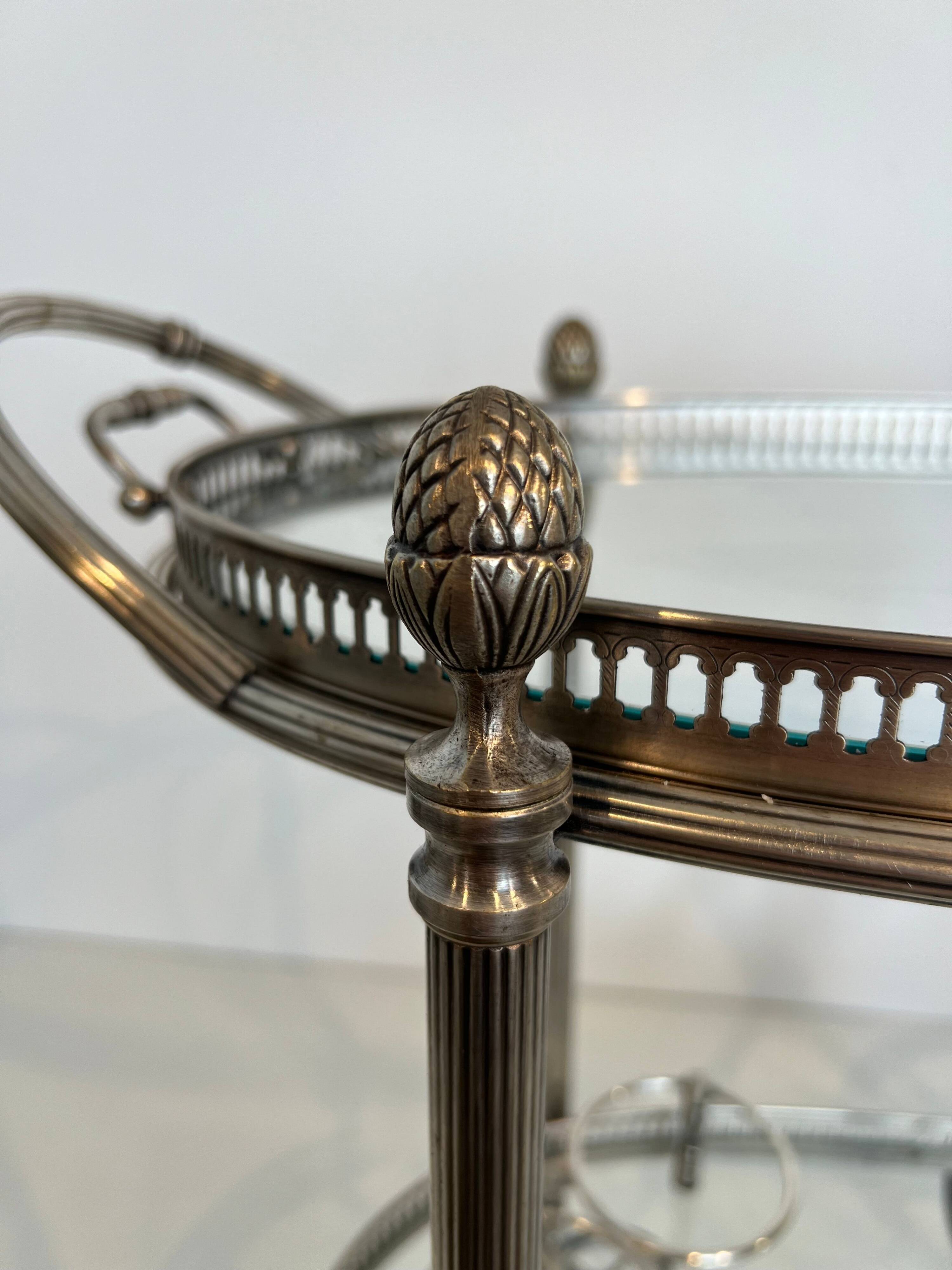 Oval silver-plated brass trolley from Maison Baguès.