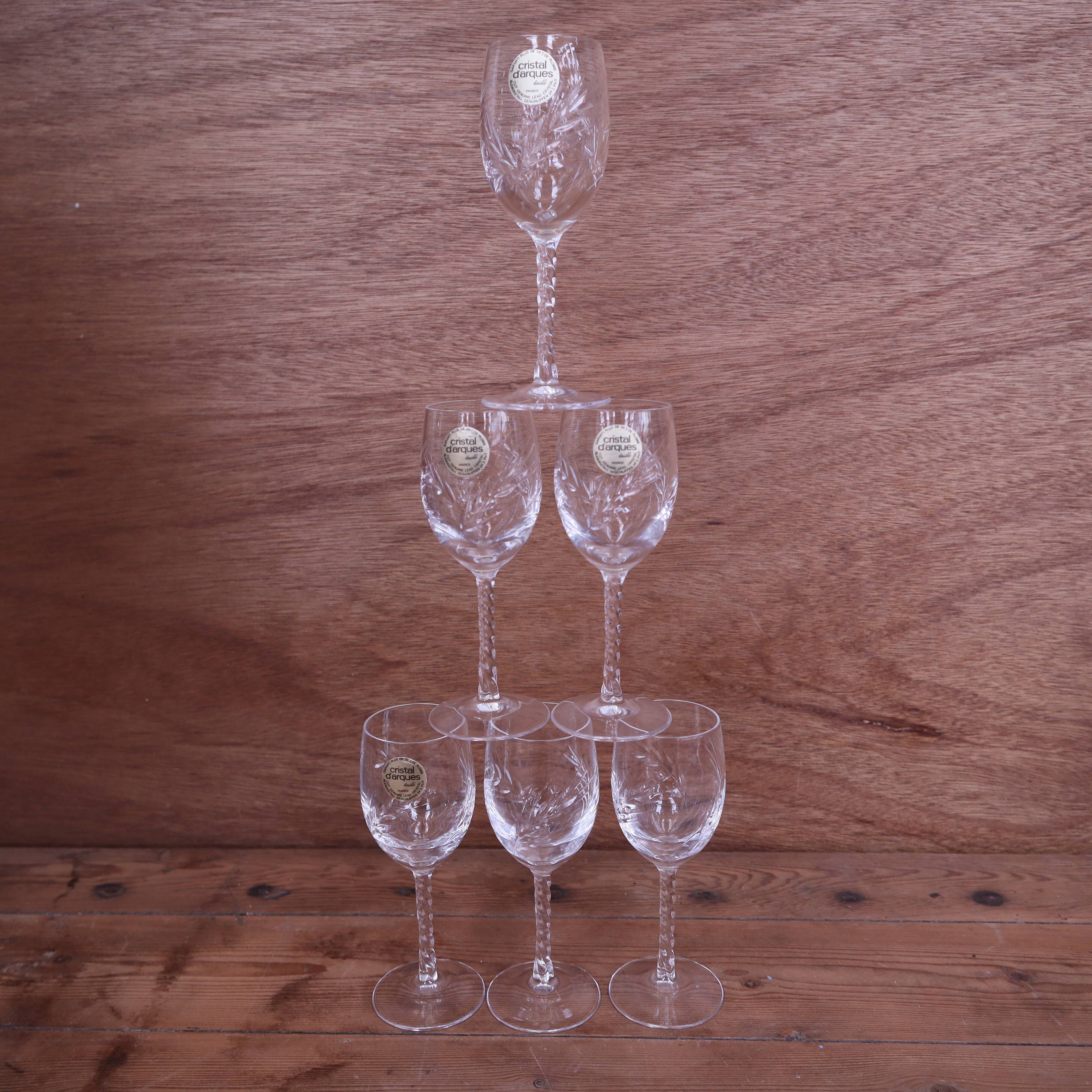 Set of 6 Engraved Crystal Aperitif Glasses, Epi Model
