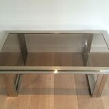 Chrome and brass designer coffee table. Attributed to Willy Rizzo