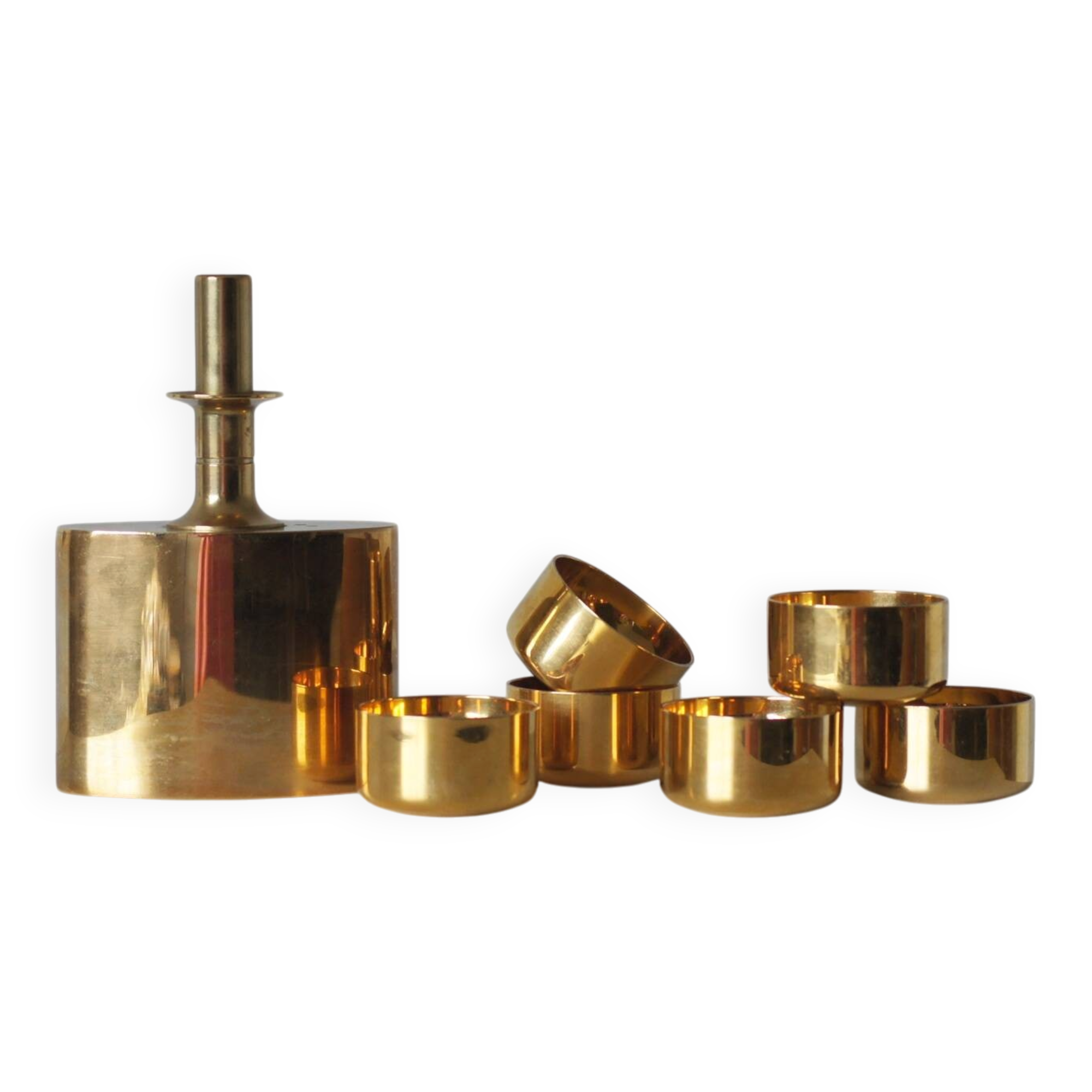 Gold-Plated Brass Set by Pierre Forssell for Skultuna, Sweden, 1970s, Set o
