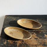 2 oval vintage stoneware/ceramic dishes from Salins, 1960s.