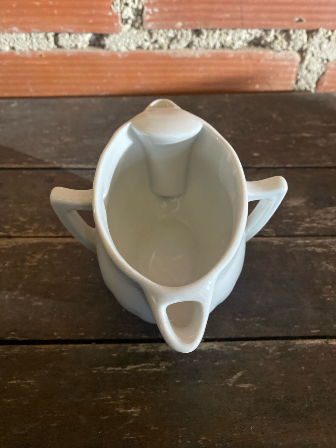 Double Sauce Boat Antique PILLIVUYT Gras & Maigre White Porcelain #D