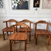 4 pine armchairs from the 1970s