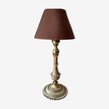 Gilded bronze lamp base, old electrified torch