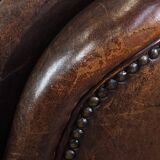 Sheepskin Leather Armchair in a Dark Warm Color