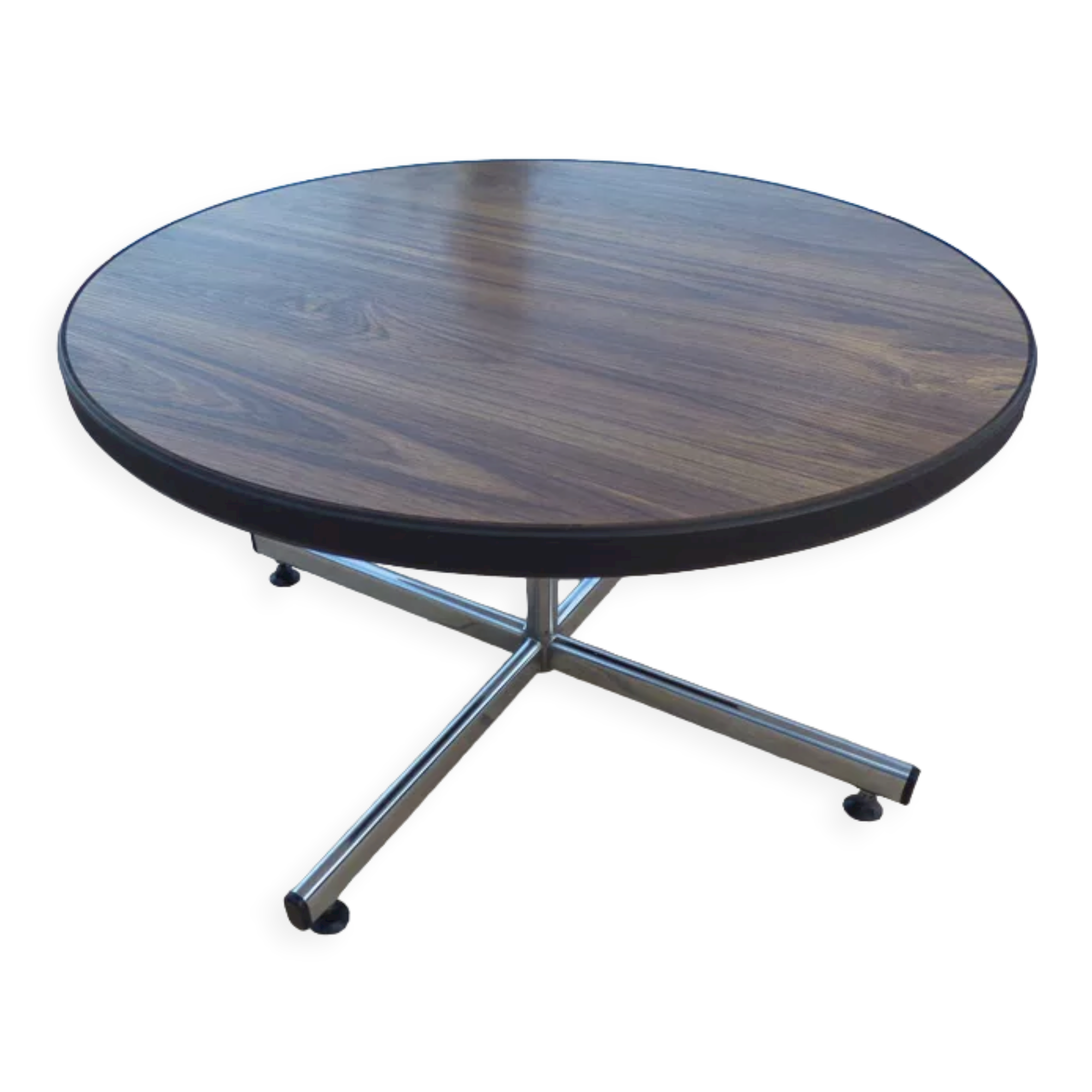 VINTAGE round coffee table in metal and wood