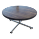 Table basse ronde VINTAGE en métal et bois