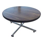 VINTAGE round coffee table in metal and wood