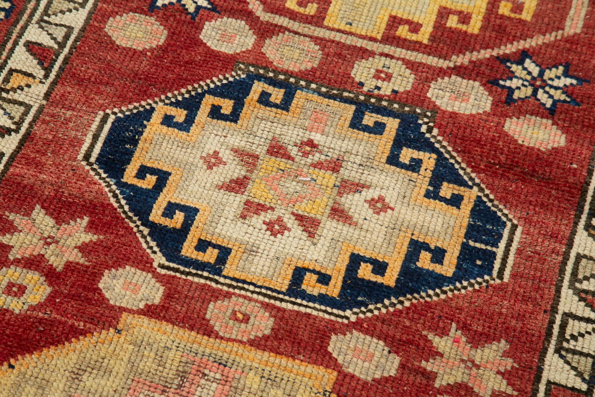 Handwoven vintage anatolian red runner carpet 89 cm x 384 cm