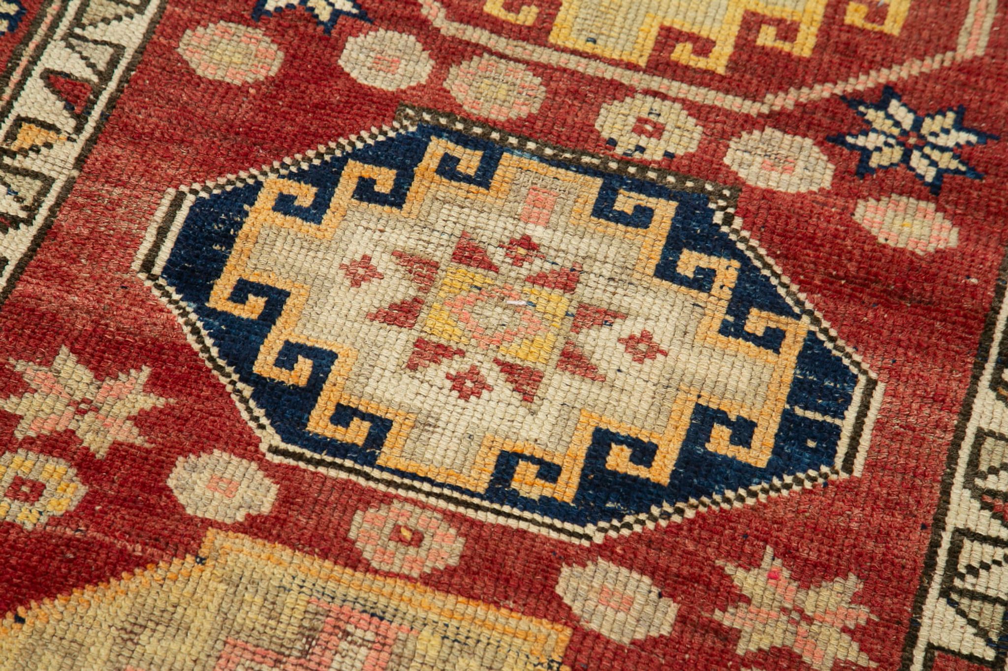 Handwoven vintage anatolian red runner carpet 89 cm x 384 cm